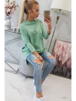 Tmavě mátová mikina s potiskem model 21755706 - K-Fashion