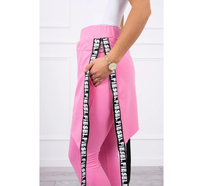 Kalhoty/oblek s nápisem selfie světle růžový