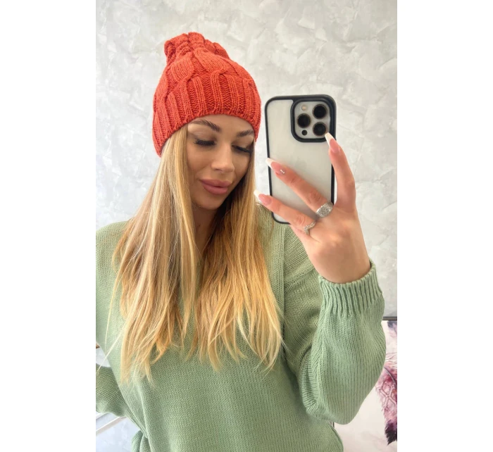 Fleecová čepice červená model 18750137 - K-Fashion Fleecová čepice červená model 18750137 - K-Fashion