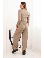 Dámský viskózový komplet s blůzou a širokými kalhotami fango Dámský viskózový komplet s blůzou a širokými kalhotami fango