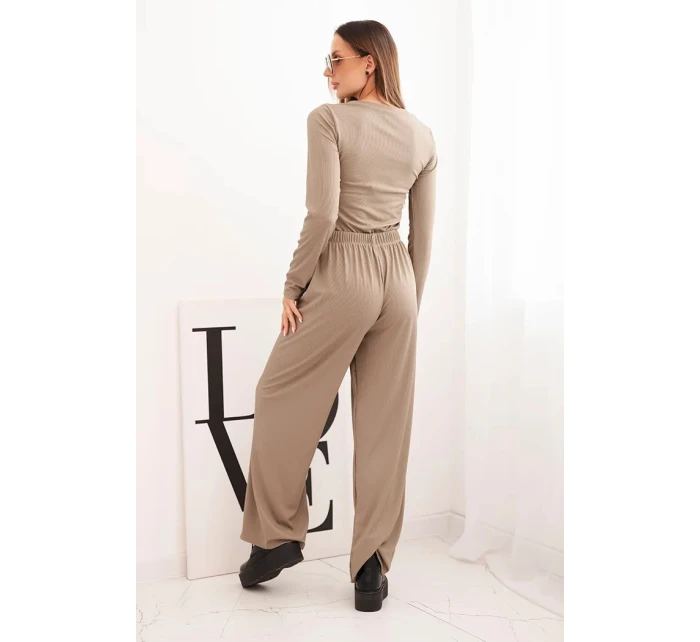 Dámský viskózový komplet s blůzou a širokými kalhotami fango Dámský viskózový komplet s blůzou a širokými kalhotami fango