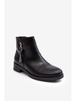 Ploché Dámské Kožené Boty Černé model 21638303 - EVENTO Ploché Dámské Kožené Boty Černé model 21638303 - EVENTO