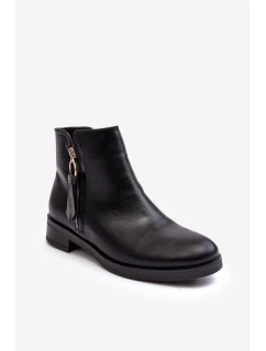 Ploché Dámské Kožené Boty Černé model 21638303 - EVENTO