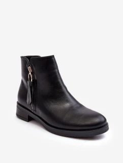 Ploché Dámské Kožené Boty Černé model 21638303 - EVENTO