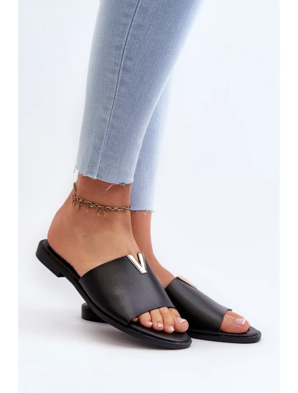 Dámské sandály z ekokože na ploché černé model 21657853 - EVENTO Dámské sandály z ekokože na ploché černé model 21657853 - EVENTO