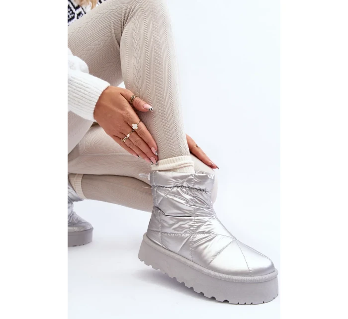 Stříbrné dámské sněhule Fionia na masivní platformě