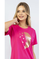 Dámská noční košile s krátkým rukávem Patricie růžová - Vienetta