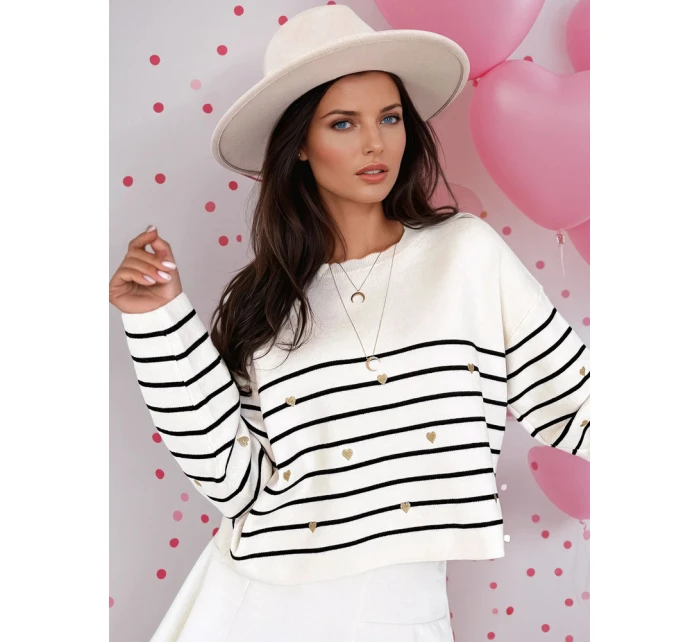 Dámský svetr ecru model 21970674 - FashionStreet Dámský svetr ecru model 21970674 - FashionStreet