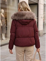 Dámská zimní prošívaná bunda s kožešinou, vínová, FashionStreet TY5985 Dámská zimní prošívaná bunda s kožešinou, vínová, FashionStreet TY5985