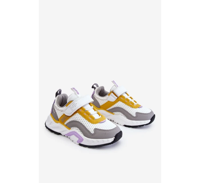 Dětská sportovní obuv se suchým zipem Big Star model 21609010 Bílá a žlutá - Big Star Shoes Dětská sportovní obuv se suchým zipem Big Star model 21609010 Bílá a žlutá - Big Star Shoes