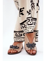 Lesklé dámské sandály s ozdobou ploché růžové zlato Russona Lesklé dámské sandály s ozdobou ploché růžové zlato Russona