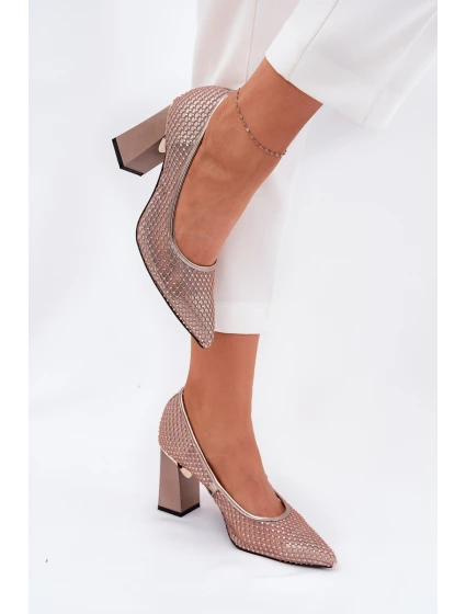 Síťované Lodičky Na Podpatku Béžové model 21690136 - VINCEZA