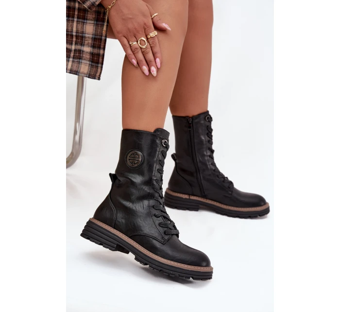 Dámské zateplené workery s dekorativním detailem Dorialine – černé Dámské zateplené workery s dekorativním detailem Dorialine – černé