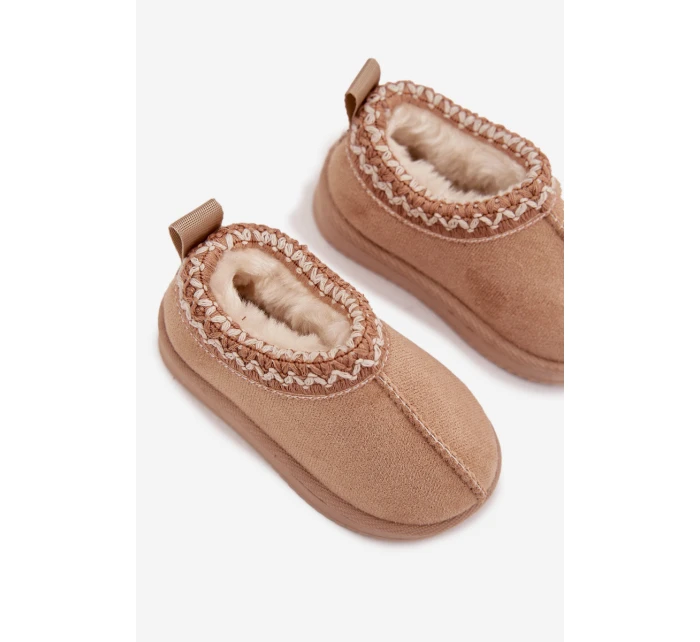 Dětské/módní sněhule s výšivkou na platformě Jolisse – khaki