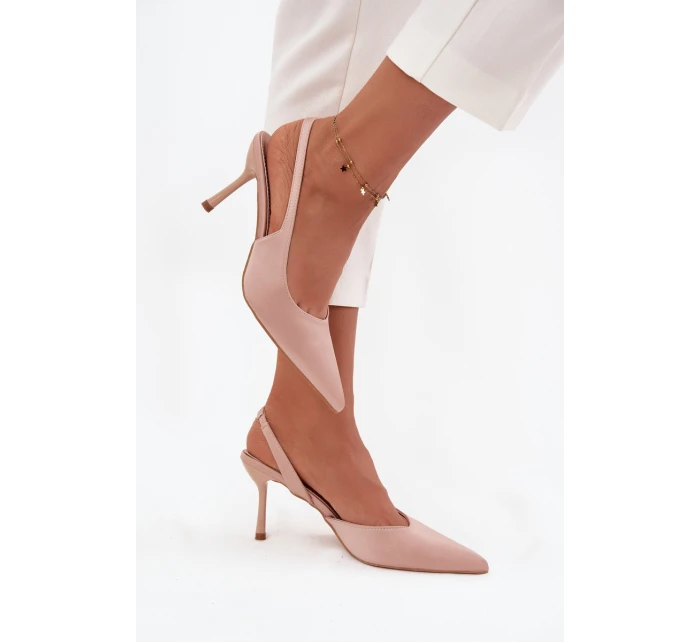 Dámské lodičky s otevřenou patou Lenira – béžové