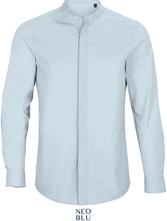 NEOBLU Bart Men Popelínová košile s dl. rukávem a mao límcem 24.3792 soft blue