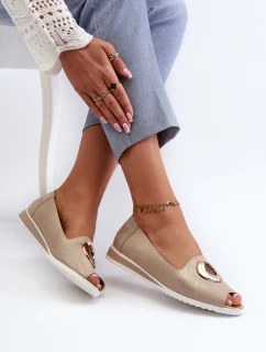 Dámské lodičky s ozdobou z ekokože zlaté Biolita