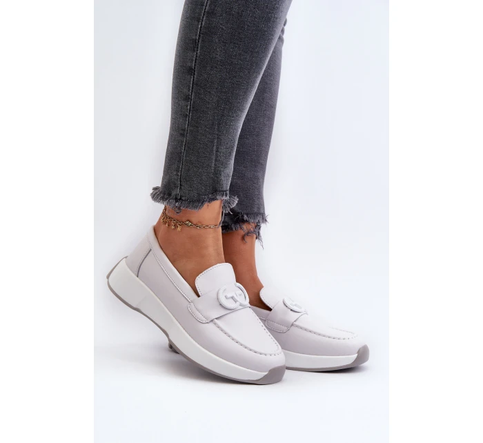 Dámské Kožené Mokasíny Na Platformě Světle Šedé model 21659703 - S.Barski