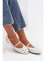 Dámské baleríny 21-41 bílo-stříbrné - Diamantique