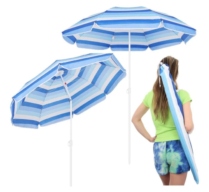 BALKONOVÝ PLÁŽOVÝ SLUNEČNÍK 180CM MODRÁ LINIE 1048819