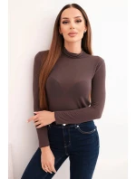 Dámská model 21777027 halenka s rolákem a dlouhým rukávem hnědá - K-Fashion Dámská model 21777027 halenka s rolákem a dlouhým rukávem hnědá - K-Fashion