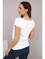 Dámská bavlněná halenka s potiskem model 22011720 bílá - K-Fashion