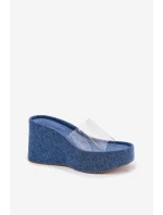 Dámské Pantofle Na Klínu S Páskem Džínové model 21699263 - Boto Dámské Pantofle Na Klínu S Páskem Džínové model 21699263 - Boto