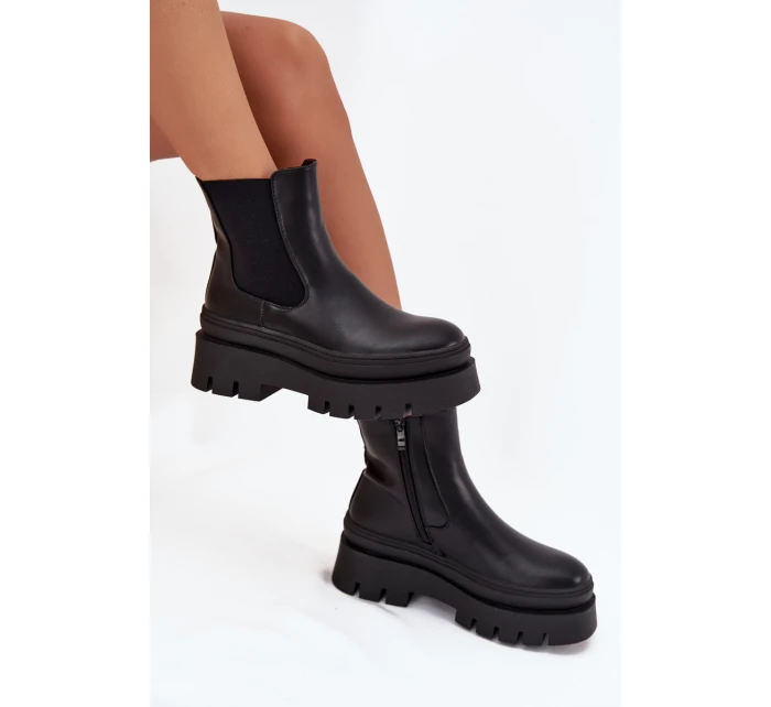 Zateplené dámské boty na platformě černé model 21706677 - Boto