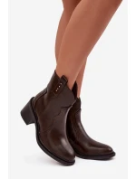Zateplené dámské kotníkové boty na podpatku čokoládové Brilynn Zateplené dámské kotníkové boty na podpatku čokoládové Brilynn