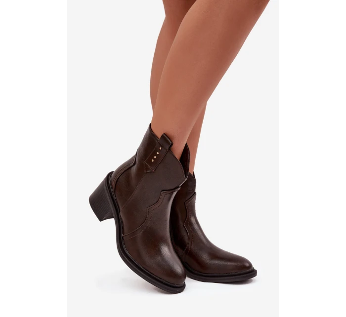 Zateplené dámské kotníkové boty na podpatku čokoládové Brilynn Zateplené dámské kotníkové boty na podpatku čokoládové Brilynn