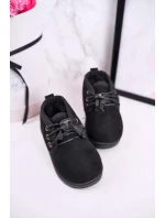 Dívčí šněrovací Sněhové Boty S Kožešinou černé Hunter