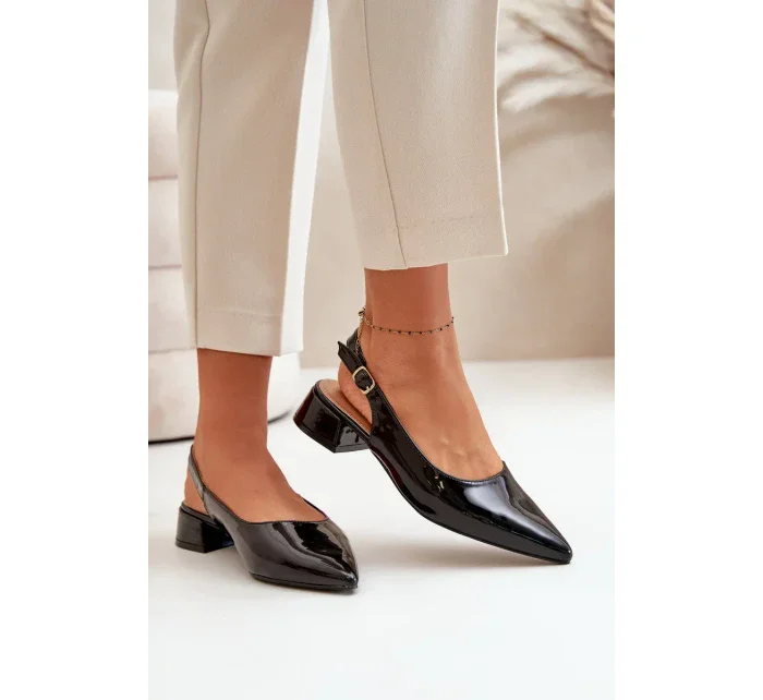 Lakované baleríny na nízkém podpatku se  černé model 20505378 - Kesi