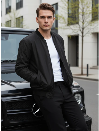 Pánská bunda bomber černá FashionStreet TX4423 Pánská bunda bomber černá FashionStreet TX4423