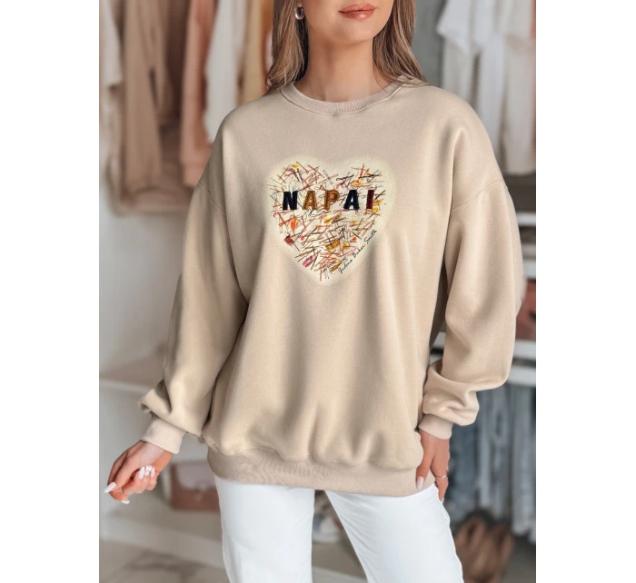 Dámská oversize mikina se srdcem SERDUCHOVA béžová FashionStreet BY1442
