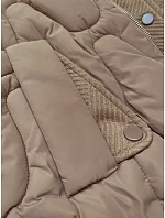 Krátká béžová zimní bunda s ozdobnou kapucí model 21248205 - S'WEST Krátká béžová zimní bunda s ozdobnou kapucí model 21248205 - S'WEST