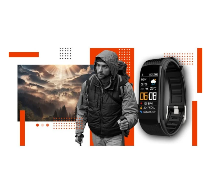 GIEWONT Smartwatch černé a oranžové 2 pruhy GW200-9 GIEWONT Smartwatch černé a oranžové 2 pruhy GW200-9