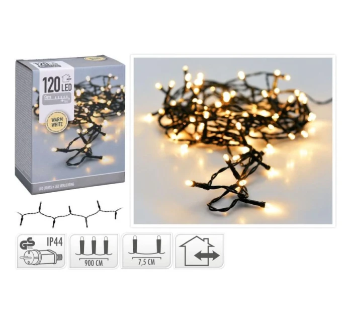 VÁNOČNÍ STROMEK SVĚTELNÝ ŘETĚZ 120 VEDL TEPLÁ BÍLÁ