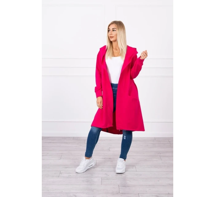 Pláštěnka oversize s kapucí fuchsiová