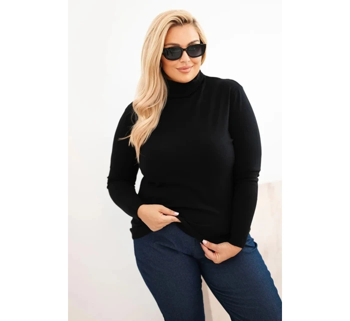 Dámský svetr Plus Size z viskózy model 21321816 střihu černý - K-Fashion