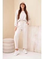 Dámský viskózový komplet v úpravě "masełko" s lampasy béžový Dámský viskózový komplet v úpravě "masełko" s lampasy béžový
