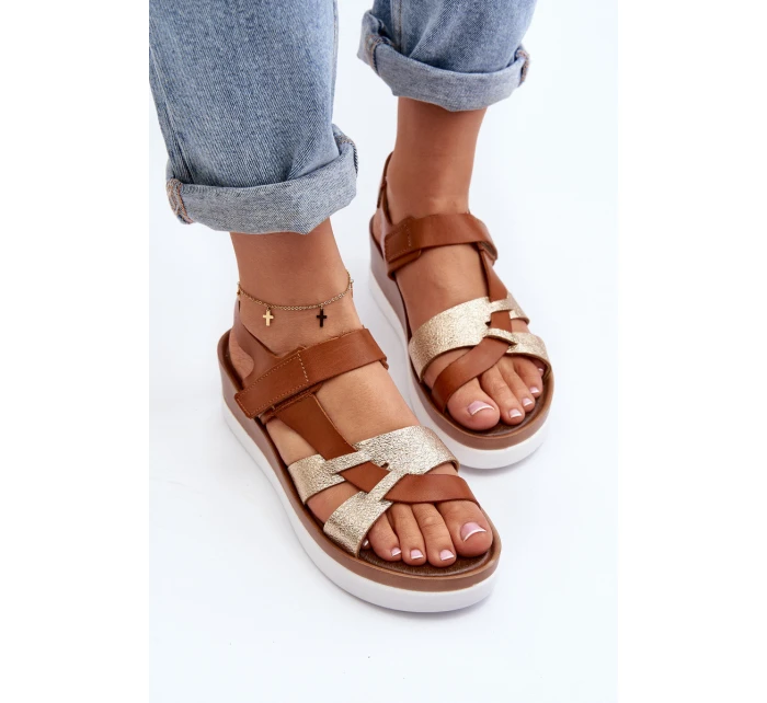 Zazoo 40397 Dámské Kožené Sandály na Platformě Hnědé