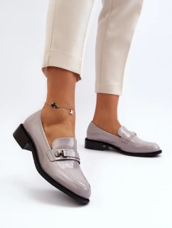 Dámské lakované mokasíny šedé model 21649377 - VINCEZA