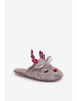 Vánoční Pantofle S Motivem Sobů Tmavě Béžové Sylaia Vánoční Pantofle S Motivem Sobů Tmavě Béžové Sylaia