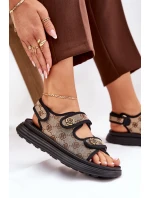 Dámské Vzorované Textilní Sandály Se Zlatými model 21688030 - Boto Dámské Vzorované Textilní Sandály Se Zlatými model 21688030 - Boto