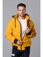Pánská žlutá sportovní bunda s kapucí model 18311037 - J.STYLE Pánská žlutá sportovní bunda s kapucí model 18311037 - J.STYLE