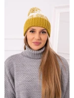 Dámská čepice s bambulí Abigail K326 kiwi+ecru