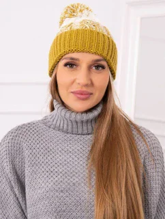 Dámská čepice s bambulí Abigail K326 kiwi+ecru