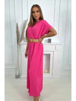 Dlouhé šaty s ozdobným páskem růžové Dlouhé šaty s ozdobným páskem růžové