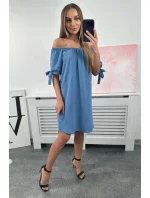 Šaty vázané na rukávech tmavý denim Šaty vázané na rukávech tmavý denim