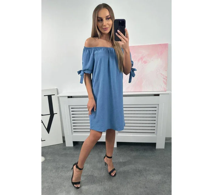 Šaty vázané na rukávech tmavý denim Šaty vázané na rukávech tmavý denim